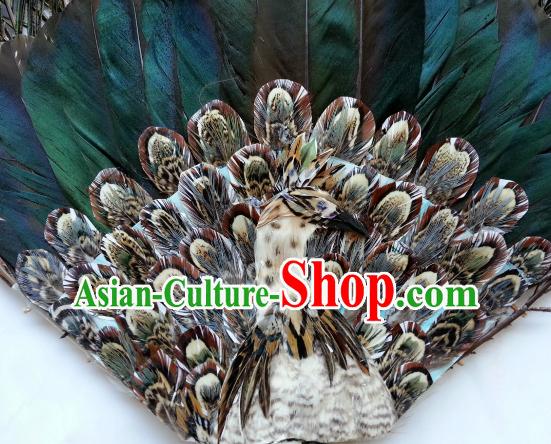 Top Handmade Peacock Leather Fan Top Handmade Peacock Leather Fan