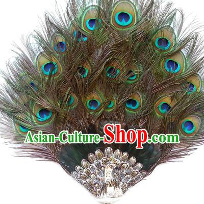 Top Handmade Peacock Leather Fan