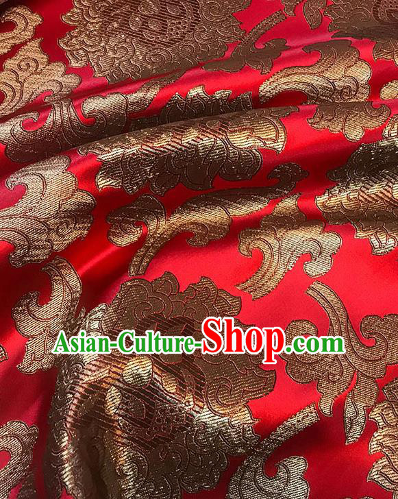 Asian Chinese Twine Lotus Pattern Red Brocade Fabric Traditional Silk Fabric Tang Suit Material Asian Chinese Twine Lotus Pattern Red Brocade Fabric Traditional Silk Fabric Tang Suit Material