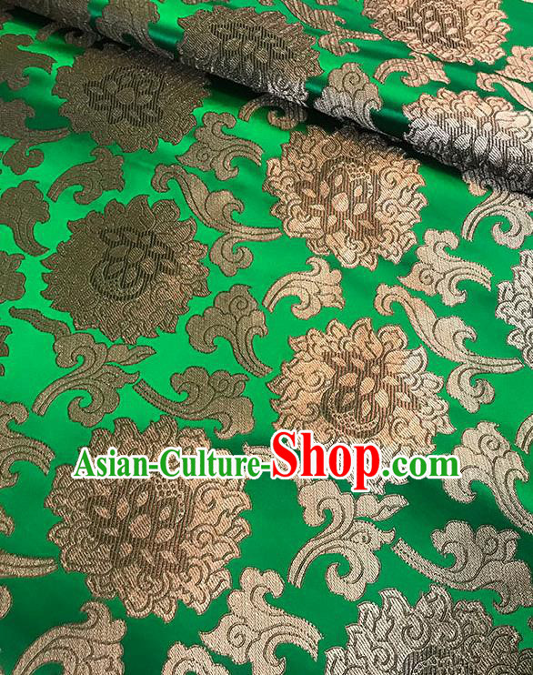 Asian Chinese Twine Lotus Pattern Green Brocade Fabric Traditional Silk Fabric Tang Suit Material Asian Chinese Twine Lotus Pattern Green Brocade Fabric Traditional Silk Fabric Tang Suit Material