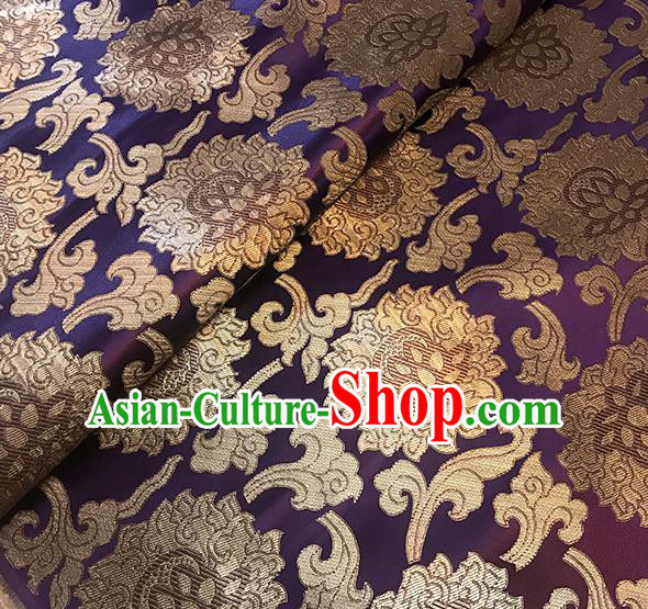 Asian Chinese Twine Lotus Pattern Purple Brocade Fabric Traditional Silk Fabric Tang Suit Material Asian Chinese Twine Lotus Pattern Purple Brocade Fabric Traditional Silk Fabric Tang Suit Material