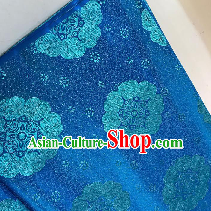 Asian Chinese Royal Pattern Blue Brocade Fabric Traditional Silk Fabric Tang Suit Material Asian Chinese Royal Pattern Blue Brocade Fabric Traditional Silk Fabric Tang Suit Material