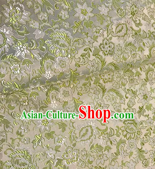 Asian Chinese Royal Flowers Pattern White Brocade Fabric Traditional Silk Fabric Tang Suit Material