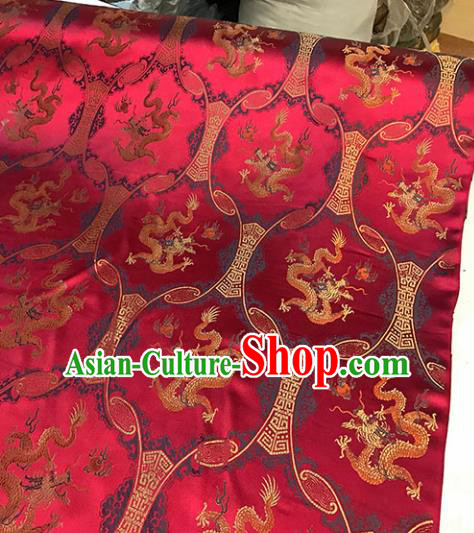 Asian Chinese Royal Dragons Pattern Red Brocade Fabric Traditional Silk Fabric Tang Suit Material Asian Chinese Royal Dragons Pattern Red Brocade Fabric Traditional Silk Fabric Tang Suit Material