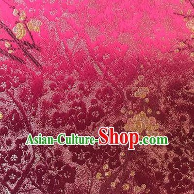 Asian Chinese Royal Plum Blossom Pattern Rosy Brocade Fabric Traditional Silk Fabric Tang Suit Material