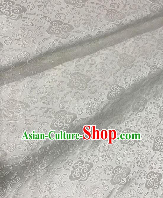 Asian Chinese Royal Clouds Pattern White Brocade Fabric Traditional Silk Fabric Tang Suit Material Asian Chinese Royal Clouds Pattern White Brocade Fabric Traditional Silk Fabric Tang Suit Material