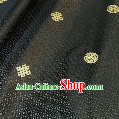 Asian Chinese Royal Scale Pattern Black Brocade Fabric Traditional Silk Fabric Tang Suit Material