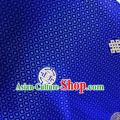 Asian Chinese Royal Scale Pattern Royalblue Brocade Fabric Traditional Silk Fabric Tang Suit Material