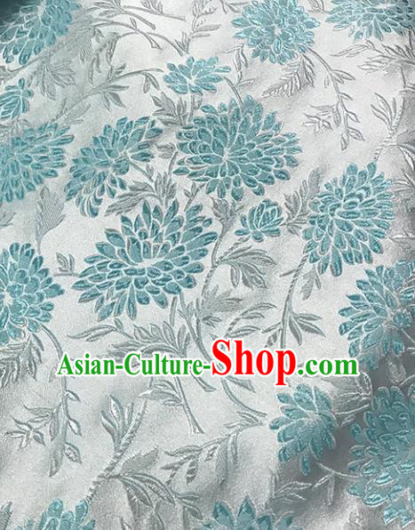 Asian Chinese Royal Blue Chrysanthemum Pattern Brocade Fabric Traditional Silk Fabric Tang Suit Material Asian Chinese Royal Blue Chrysanthemum Pattern Brocade Fabric Traditional Silk Fabric Tang Suit Material