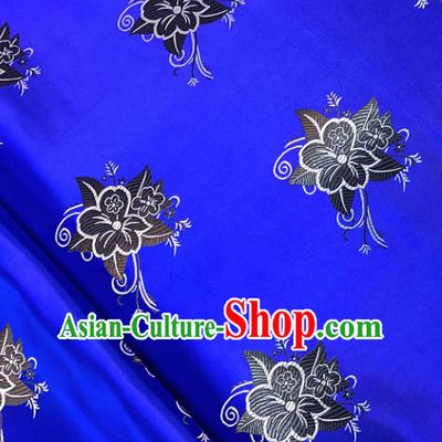Asian Chinese Royal Pentas Pattern Royalblue Brocade Fabric Traditional Silk Fabric Tang Suit Material
