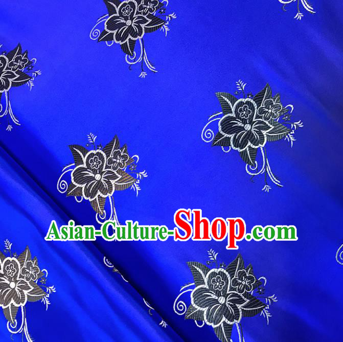 Asian Chinese Royal Pentas Pattern Royalblue Brocade Fabric Traditional Silk Fabric Tang Suit Material Asian Chinese Royal Pentas Pattern Royalblue Brocade Fabric Traditional Silk Fabric Tang Suit Material