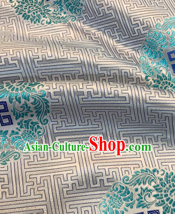 Asian Chinese Royal Peony Pattern White Brocade Fabric Traditional Silk Fabric Tang Suit Material Asian Chinese Royal Peony Pattern White Brocade Fabric Traditional Silk Fabric Tang Suit Material