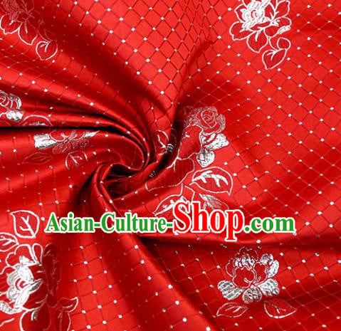Asian Chinese Royal Roses Pattern Red Brocade Fabric Traditional Silk Fabric Tang Suit Material Asian Chinese Royal Roses Pattern Red Brocade Fabric Traditional Silk Fabric Tang Suit Material