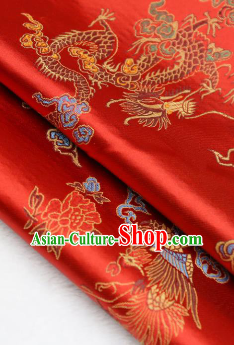 Asian Chinese Royal Phoenix Pattern Red Brocade Fabric Traditional Silk Fabric Tang Suit Material Asian Chinese Royal Phoenix Pattern Red Brocade Fabric Traditional Silk Fabric Tang Suit Material