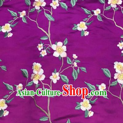 Asian Chinese Royal Embroidered Flowers Pattern Purple Brocade Fabric Traditional Cheongsam Silk Fabric Material