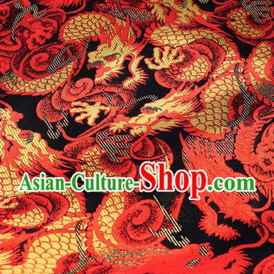 Asian Chinese Royal Red Dragon Pattern Brocade Fabric Traditional Silk Fabric Tang Suit Material