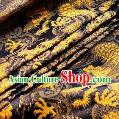 Asian Chinese Royal Golden Dragon Pattern Brocade Fabric Traditional Silk Fabric Tang Suit Material