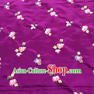 Asian Chinese Embroidered Begonia Flower Pattern Purple Brocade Fabric Traditional Cheongsam Silk Fabric Material