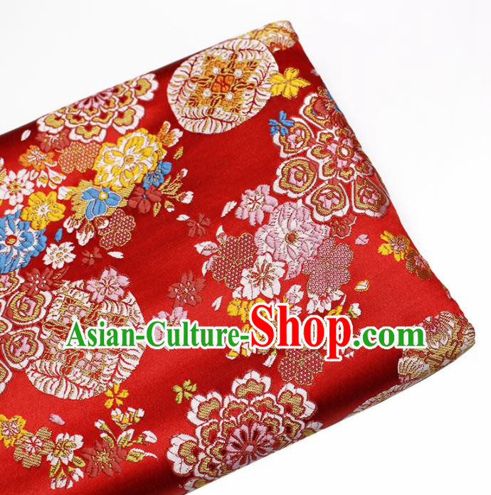 Asian Chinese Royal Pattern Red Brocade Fabric Traditional Silk Fabric Kimono Material Asian Chinese Royal Pattern Red Brocade Fabric Traditional Silk Fabric Kimono Material