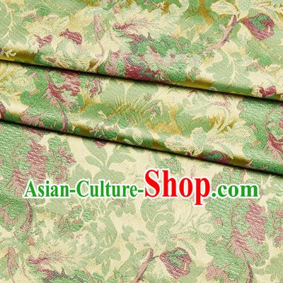 Asian Chinese Royal Green Peony Pattern Brocade Fabric Traditional Silk Fabric Kimono Material