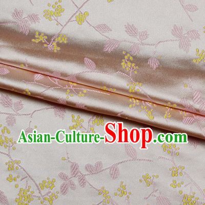 Asian Chinese Royal Wisteria Flowers Pattern Pink Brocade Fabric Traditional Silk Fabric Kimono Material