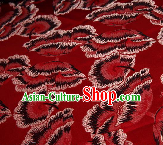 Asian Chinese Traditional Maple Leaf Pattern Red Nanjing Brocade Fabric Tang Suit Silk Material Asian Chinese Traditional Maple Leaf Pattern Red Nanjing Brocade Fabric Tang Suit Silk Material