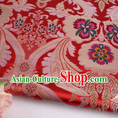 Asian Chinese Traditional Pattern Red Nanjing Brocade Fabric Tang Suit Silk Material