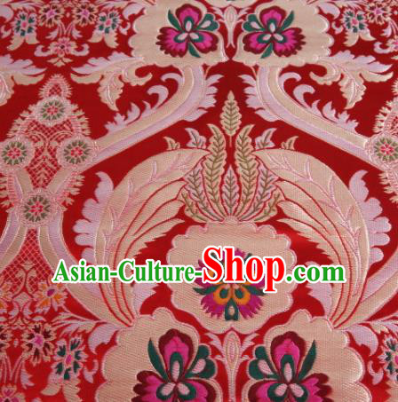 Asian Chinese Traditional Pattern Red Nanjing Brocade Fabric Tang Suit Silk Material Asian Chinese Traditional Pattern Red Nanjing Brocade Fabric Tang Suit Silk Material