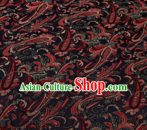 Asian Chinese Traditional Loquat Flower Pattern Black Brocade Fabric Tang Suit Silk Material Asian Chinese Traditional Loquat Flower Pattern Black Brocade Fabric Tang Suit Silk Material