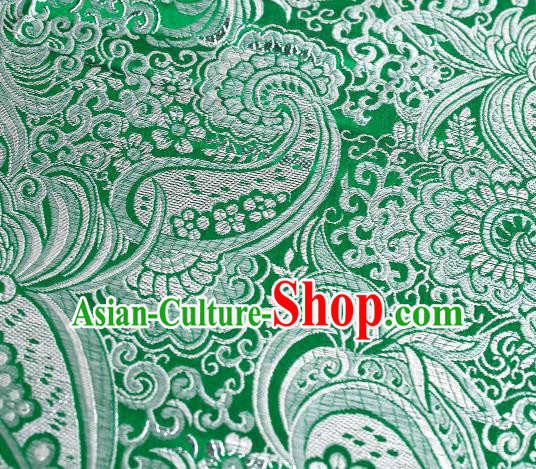 Asian Chinese Traditional Pipa Flowers Pattern Green Nanjing Brocade Fabric Tang Suit Silk Material Asian Chinese Traditional Pipa Flowers Pattern Green Nanjing Brocade Fabric Tang Suit Silk Material