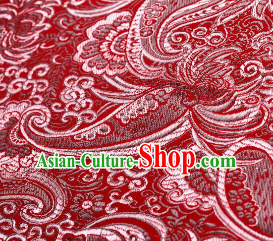 Asian Chinese Traditional Pipa Flowers Pattern Red Nanjing Brocade Fabric Tang Suit Silk Material Asian Chinese Traditional Pipa Flowers Pattern Red Nanjing Brocade Fabric Tang Suit Silk Material