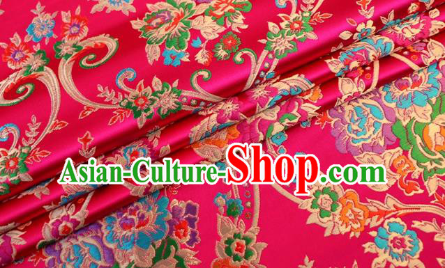 Asian Chinese Traditional Peony Pattern Rosy Nanjing Brocade Fabric Tang Suit Silk Material Asian Chinese Traditional Peony Pattern Rosy Nanjing Brocade Fabric Tang Suit Silk Material