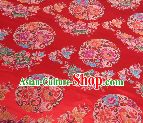 Asian Chinese Traditional Lotus Pattern Red Satin Nanjing Brocade Fabric Tang Suit Silk Material Asian Chinese Traditional Lotus Pattern Red Satin Nanjing Brocade Fabric Tang Suit Silk Material