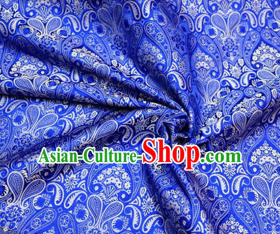 Asian Chinese Traditional Blue Satin Royal Pattern Brocade Fabric Tang Suit Silk Material Asian Chinese Traditional Blue Satin Royal Pattern Brocade Fabric Tang Suit Silk Material