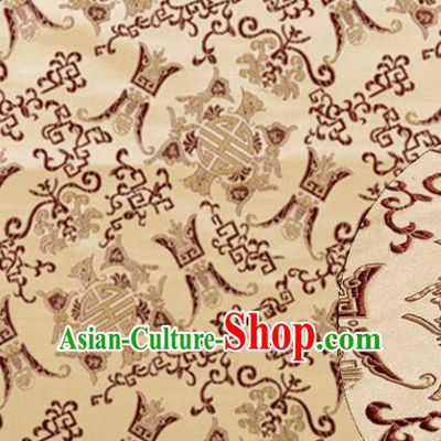 Asian Chinese Traditional Royal Longevity Pattern Golden Satin Nanjing Brocade Fabric Tang Suit Silk Material