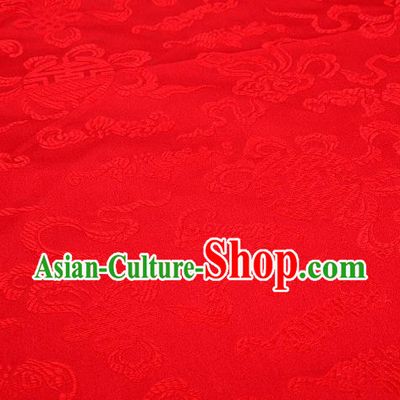 Asian Chinese Traditional Pomegranate Pattern Red Satin Brocade Fabric Tang Suit Silk Material