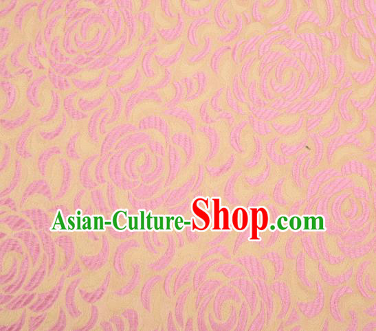 Asian Chinese Traditional Rose Pattern Pink Satin Brocade Fabric Tang Suit Silk Material Asian Chinese Traditional Rose Pattern Pink Satin Brocade Fabric Tang Suit Silk Material
