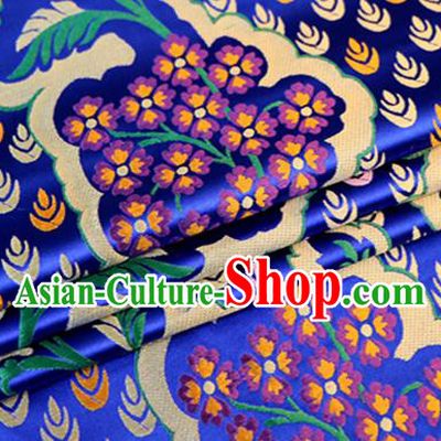 Asian Chinese Traditional Royalblue Nanjing Brocade Fabric Tang Suit Royal Pattern Silk Fabric Material