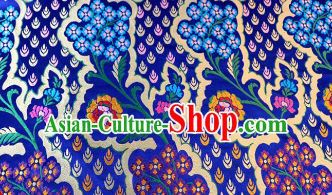 Asian Chinese Traditional Royalblue Nanjing Brocade Fabric Tang Suit Royal Pattern Silk Fabric Material Asian Chinese Traditional Royalblue Nanjing Brocade Fabric Tang Suit Royal Pattern Silk Fabric Material