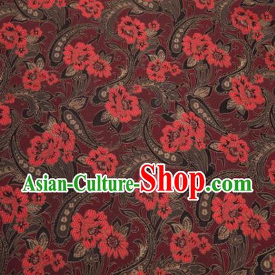 Asian Chinese Traditional Royal Lily Flowers Pattern Black Brocade Fabric Tang Suit Silk Fabric Material