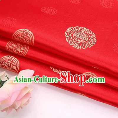 Asian Chinese Traditional Round Pattern Red Brocade Fabric Tang Suit Silk Fabric Material