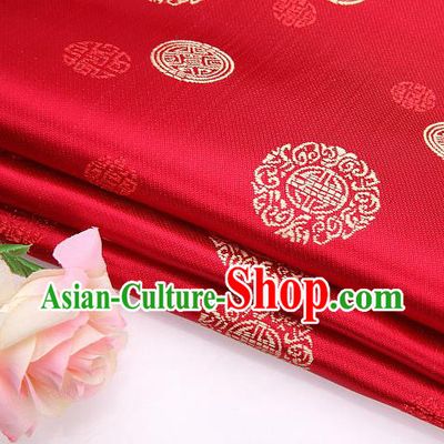 Asian Chinese Traditional Round Pattern Brocade Fabric Tang Suit Red Silk Fabric Material