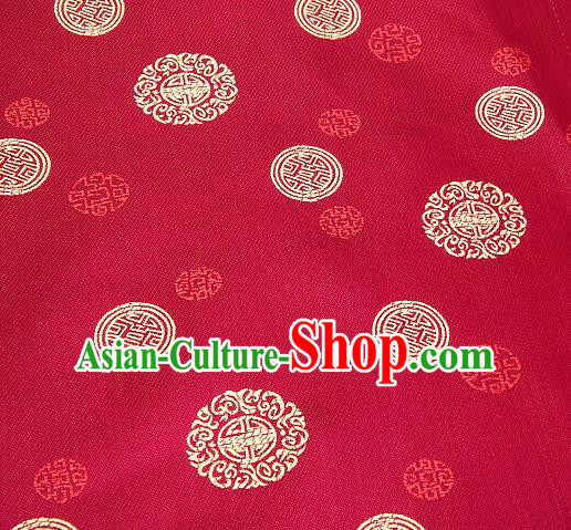 Asian Chinese Traditional Round Pattern Wine Red Brocade Fabric Tang Suit Silk Material Asian Chinese Traditional Round Pattern Wine Red Brocade Fabric Tang Suit Silk Material