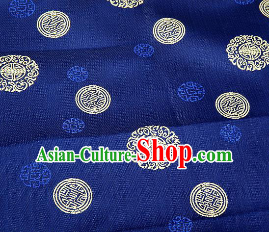 Asian Chinese Traditional Round Pattern Royalblue Brocade Fabric Tang Suit Silk Material Asian Chinese Traditional Round Pattern Royalblue Brocade Fabric Tang Suit Silk Material