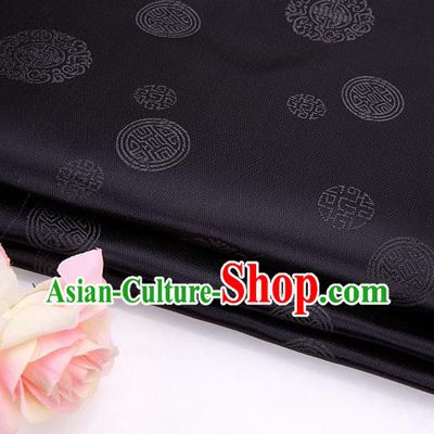 Asian Chinese Traditional Round Pattern Black Brocade Fabric Tang Suit Silk Material