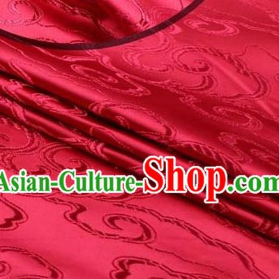 Asian Chinese Traditional Royal Auspicious Clouds Pattern Wine Red Brocade Fabric Tang Suit Silk Fabric Material