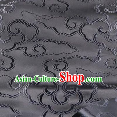 Asian Chinese Traditional Royal Auspicious Clouds Pattern Black Brocade Fabric Tang Suit Silk Fabric Material