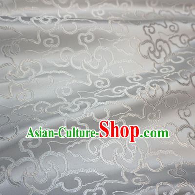 Asian Chinese Traditional Brocade Fabric Clouds Pattern White Satin Tang Suit Silk Material