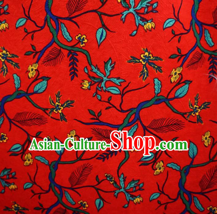 Asian Chinese Traditional Red Watered Gauze Fabric Branch Pattern Satin Tang Suit Silk Material Asian Chinese Traditional Red Watered Gauze Fabric Branch Pattern Satin Tang Suit Silk Material