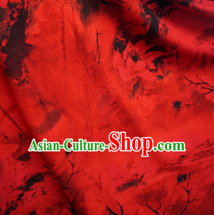 Asian Chinese Traditional Watered Gauze Fabric Branch Pattern Red Satin Tang Suit Silk Material Asian Chinese Traditional Watered Gauze Fabric Branch Pattern Red Satin Tang Suit Silk Material